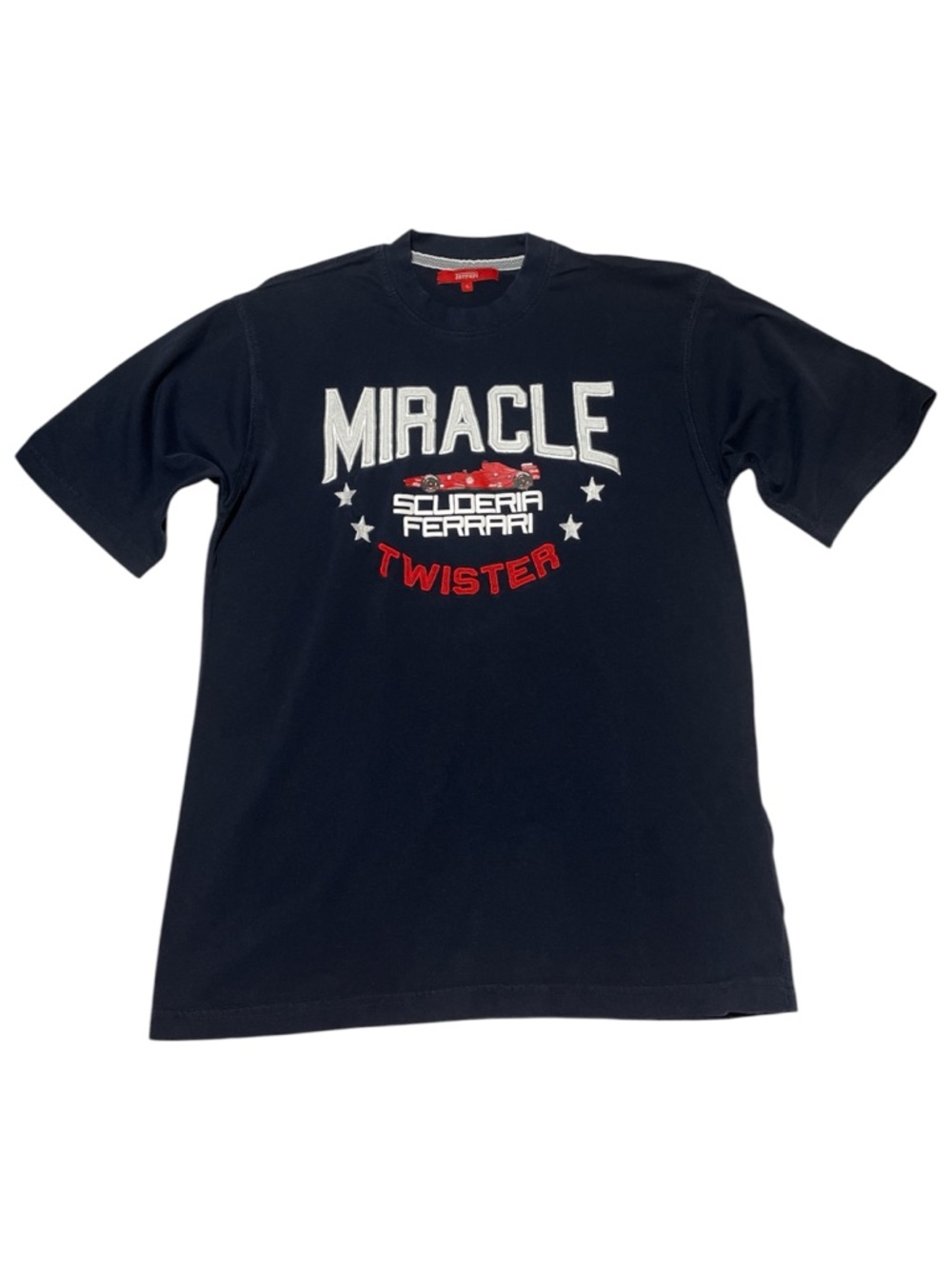 Ferrari Navy Short Sleeve 'Miracle Twister' Graphic Tee with Red Accent